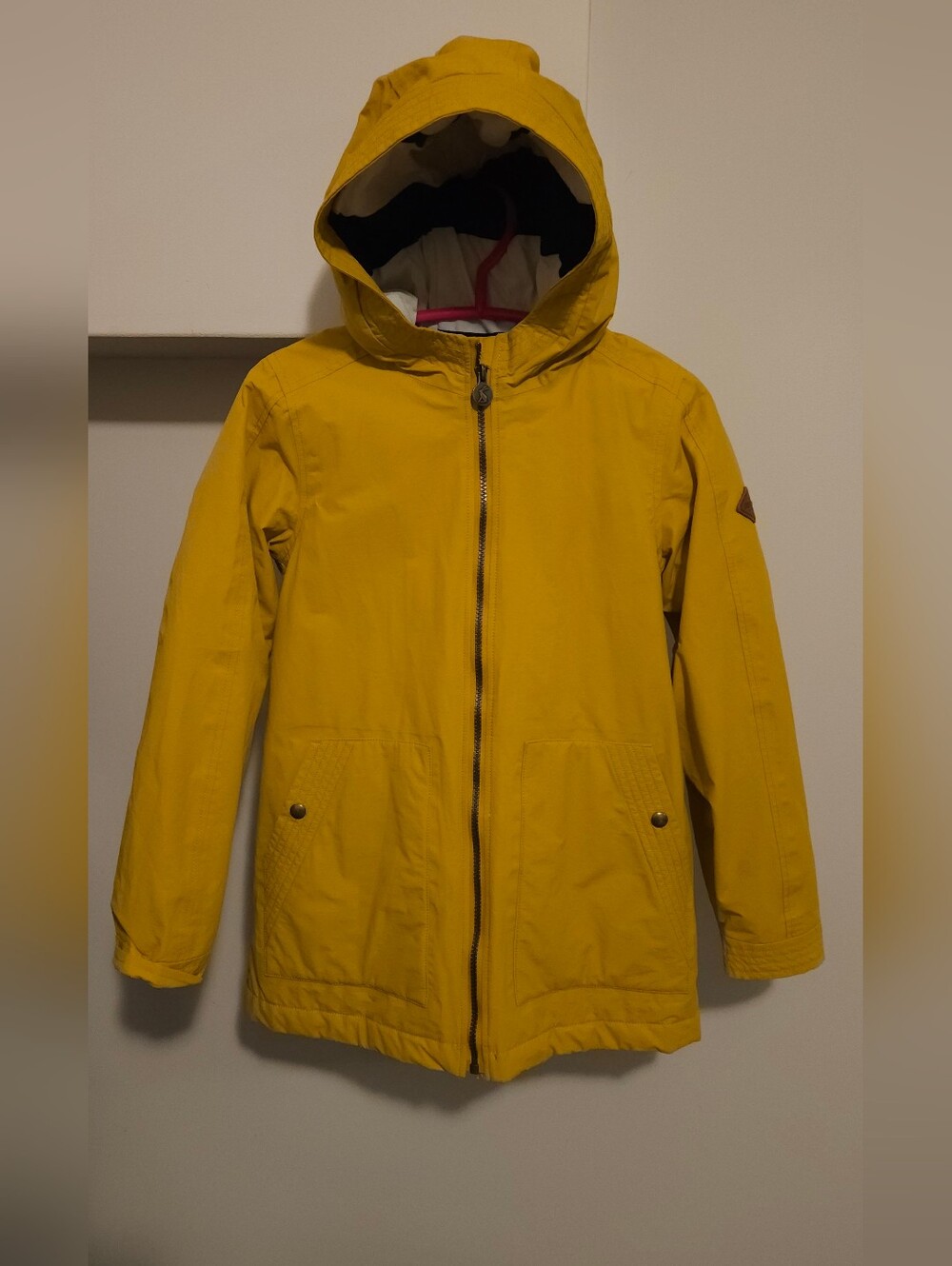 JOULES Britain Kids Yellow Hooded & Lined Raincoat, Youth 11-12